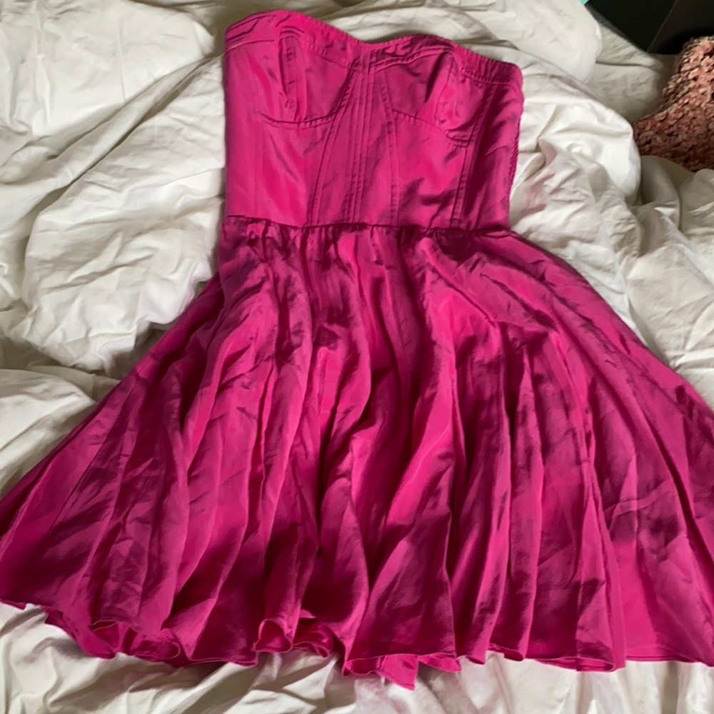 Rebecca Taylor fuchsia bustier/corset silk dress